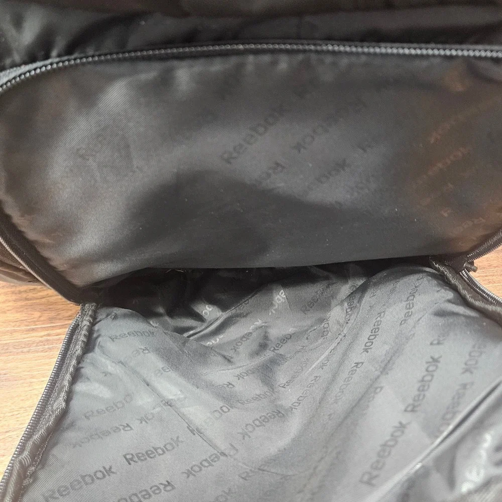 Reebok Black Nylon Multi-Pocket Backpack Padded Straps Travel Gym Bag